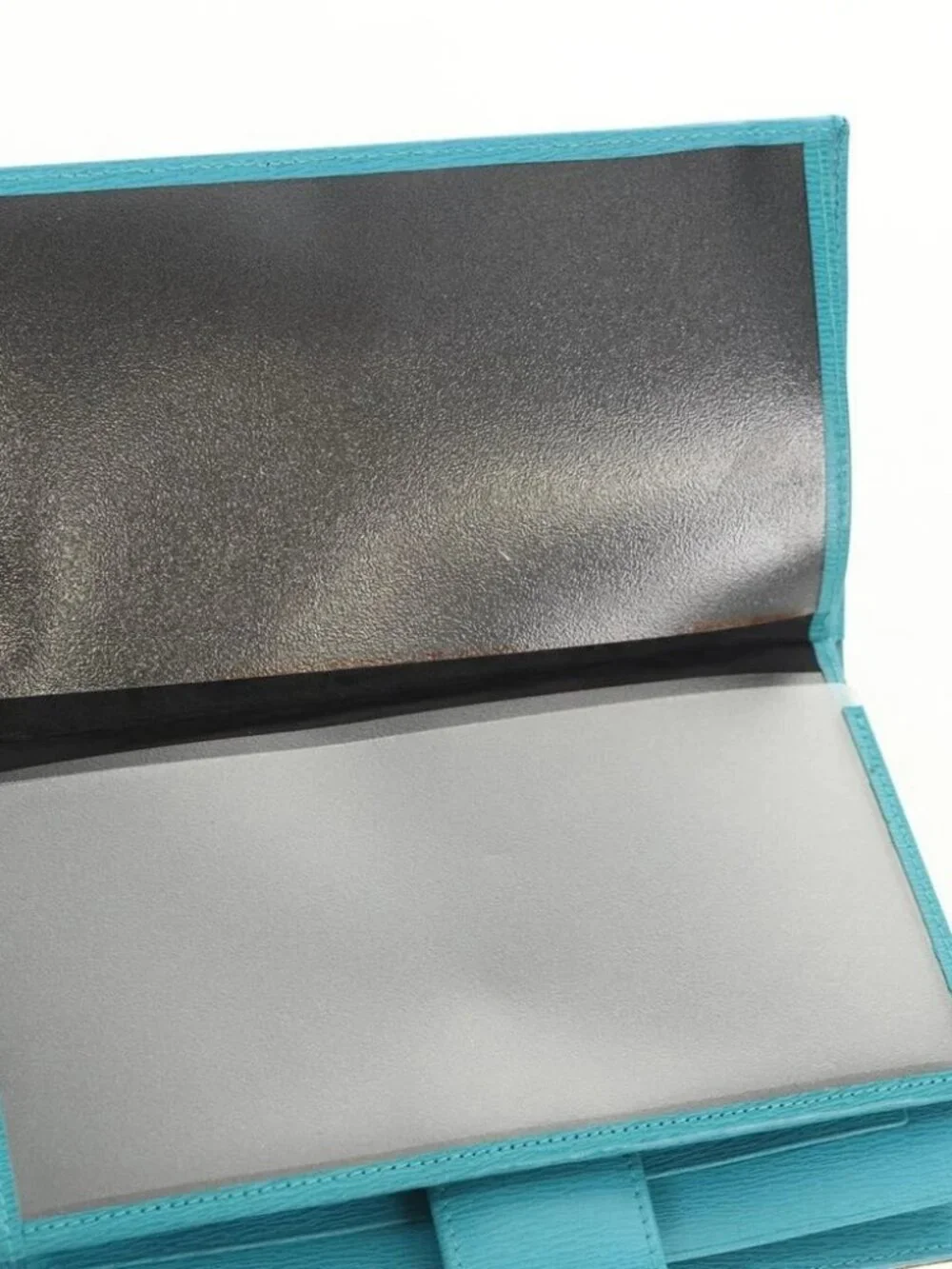 Christian Dior Long Wallet Leather Light Blue Gold Auth